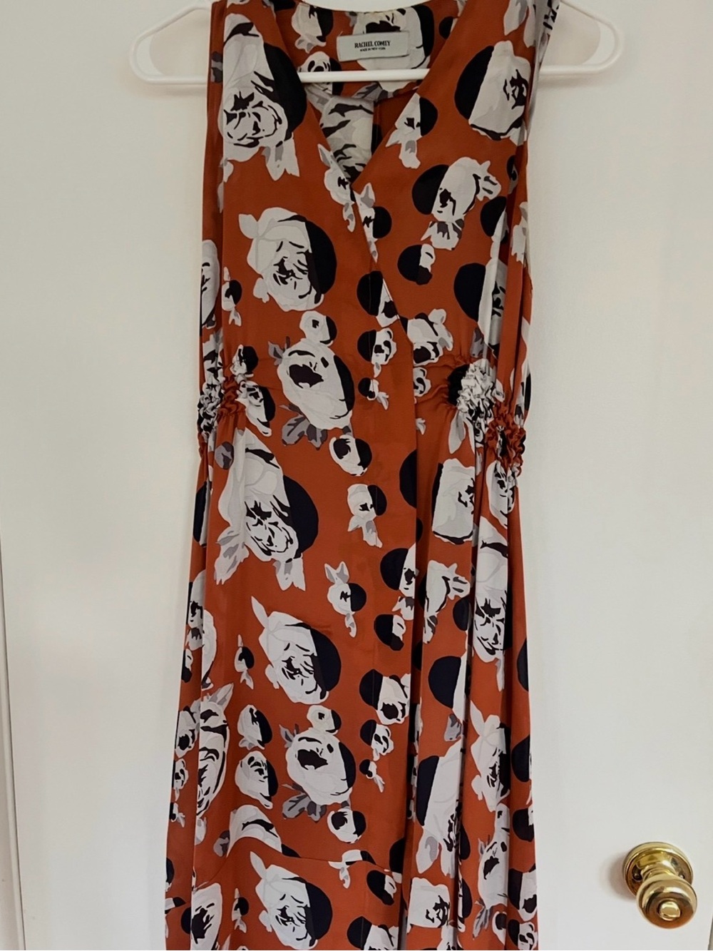 Rachel Comey Rust and Black Floral Wrap Maxi Dress